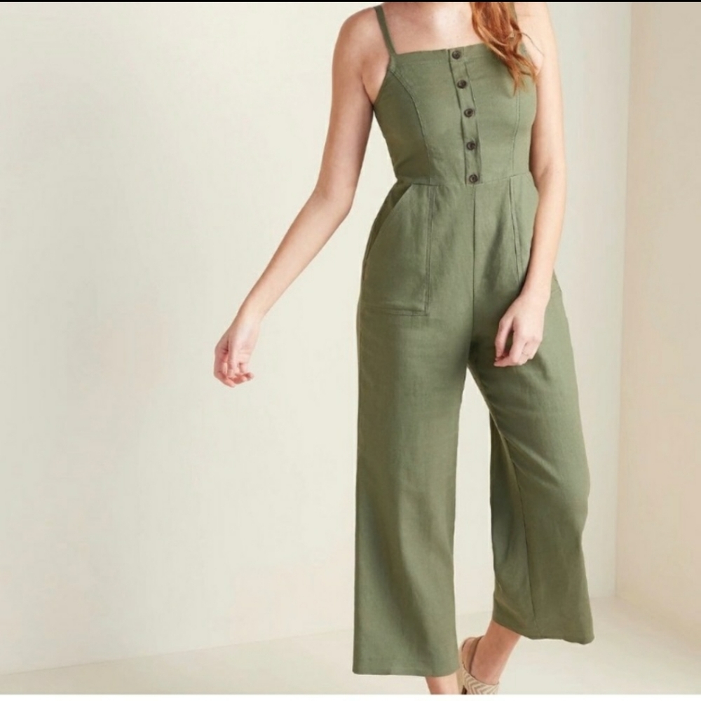 Old Navy Olive Green Front Button Jumpsuit Romper